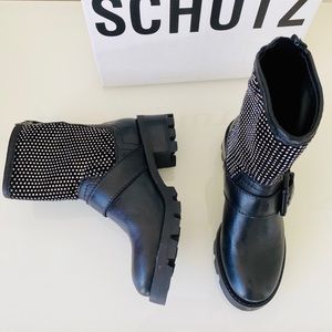 Schutz Galena Studded Leather Moto Bootie 6.5